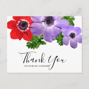 Watercolor Anemone Floral Thank You Postcard