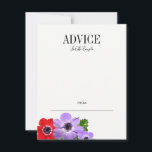 Watercolor Anemone Floral Wedding Advice Card<br><div class="desc">Personalise the custom text above. You can find additional coordinating items in our "Watercolor Anemone Floral Wedding Suite" collection.</div>