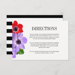 Watercolor Anemone Floral Wedding Directions Card