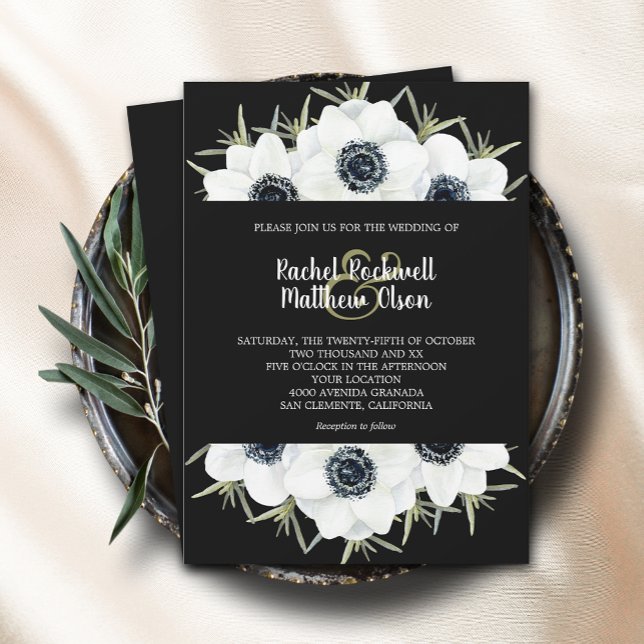 Watercolor Anemone Floral Wedding Invitation (Creator Uploaded)