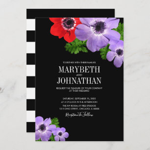 Watercolor Anemone Floral Wedding Invitation Card