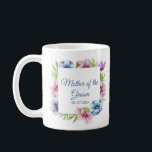 Watercolor Anemone Flower Wedding Coffee Mug<br><div class="desc">These Wedding Coffee Mug feature an elegant blue script on a white background surrounded by gorgeous Anemone flowers in pink, lavender, blue, purple and violet with green leaves. The text can be personalised by editing the text boxes. Designed for you by Evco Studio © at www.zazzle.com/store/evcostudio #wedding #coffee #mugs #coffeemugs...</div>