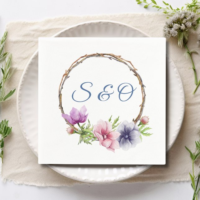 Watercolor Anemone Flower Wedding Napkin (Creator Uploaded)
