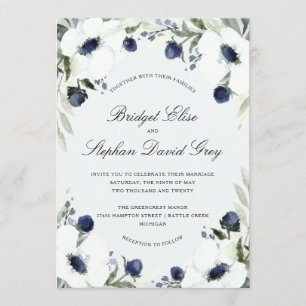 Watercolor Anemone Wedding Invitation Design
