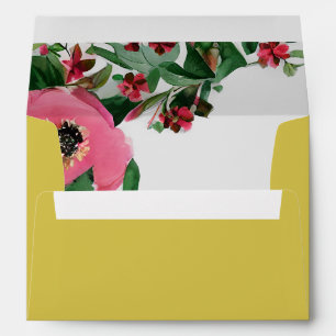Watercolor Anemone Yellow Wedding Envelope
