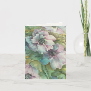 Watercolor Anemones  Floral Thinking Of You Thank You Card