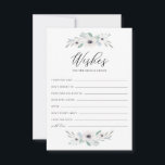 Watercolor Anemones Wishes for Bride and Groom Advice Card<br><div class="desc">Watercolor White Anemones Wishes for Bride and Groom Card. Feminine well wishes card watercolour illustrations of white anemones with eucalyptus and other foliage accents. Share your hopes and wishes for the newlyweds.</div>