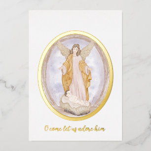 Watercolor Angel and baby Jesus custom Christmas