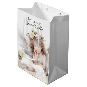 Watercolor Angel Birthday for Granddaughter Medium Gift Bag
