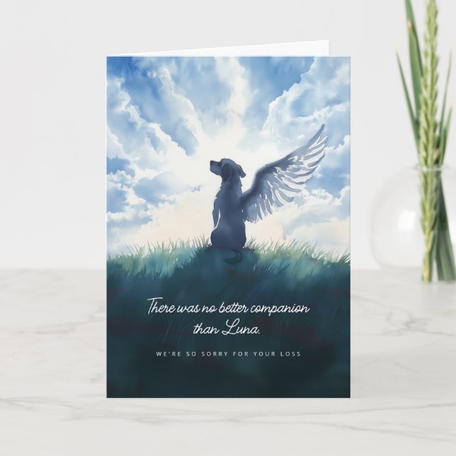 Watercolor Angel Dog Condolence Sympathy Card (Front)