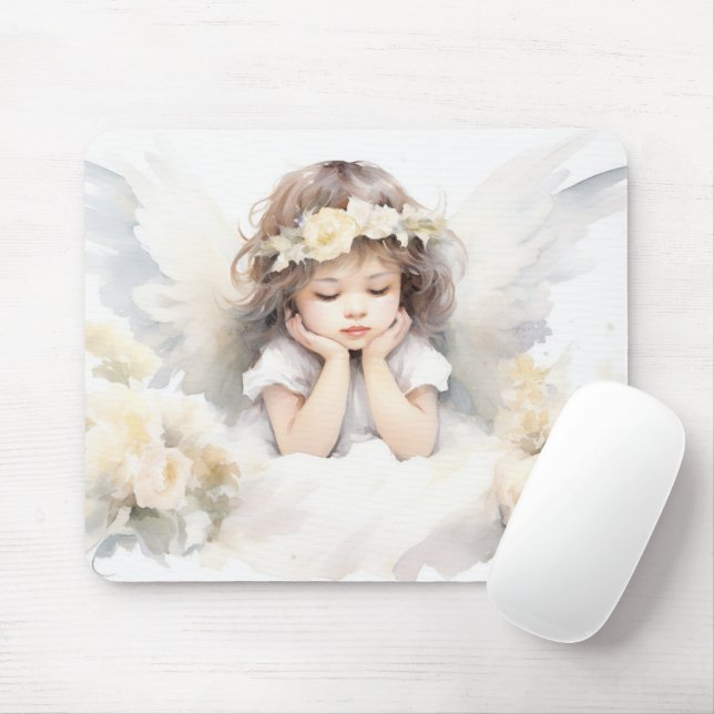 Watercolor Angel Girl  Mouse Pad (With Mouse)