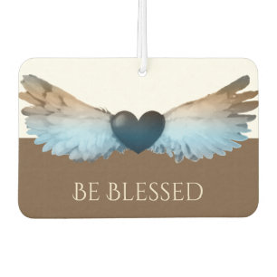 Watercolor Angel Wings & Heart Be Blessed Car Air Freshener