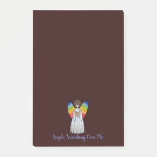 Watercolor Angel With Rainbow Wings Reading A Book Post-it Notes