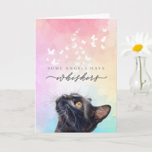 Watercolor Angels Whiskers Black Cat Loss Sympathy Card