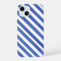 Watercolor Angled Blue and White Stripes