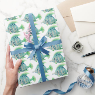 Watercolor Animal Art Blue Tropical Fish Wrapping Paper