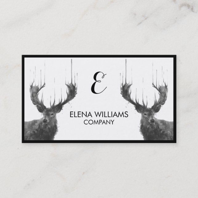 Watercolor Animal Deer Business Card (Front)