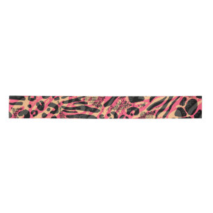 Watercolor Animal Safari Print Satin Ribbon