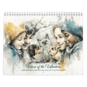Watercolor Animal Volunteers Pet Lover Calendar