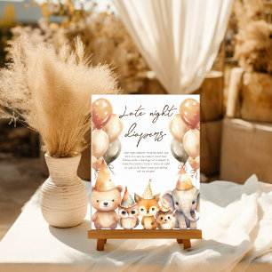 Watercolor Animals baby shower Late night diapers Poster