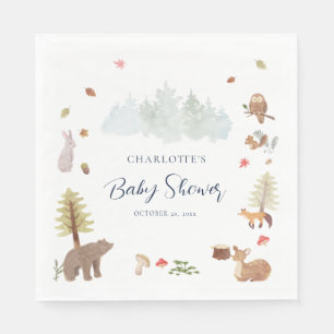 Watercolor Animals Fall Baby Shower Paper Napkin