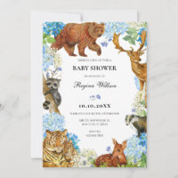 Watercolor Animals Floral wildlife baby shower