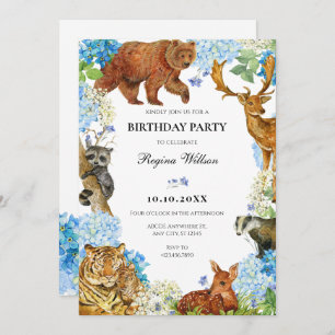Watercolor Animals Floral wildlife  Invitation
