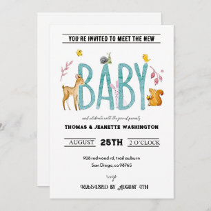Watercolor animals - sip & see meet and greet invitation