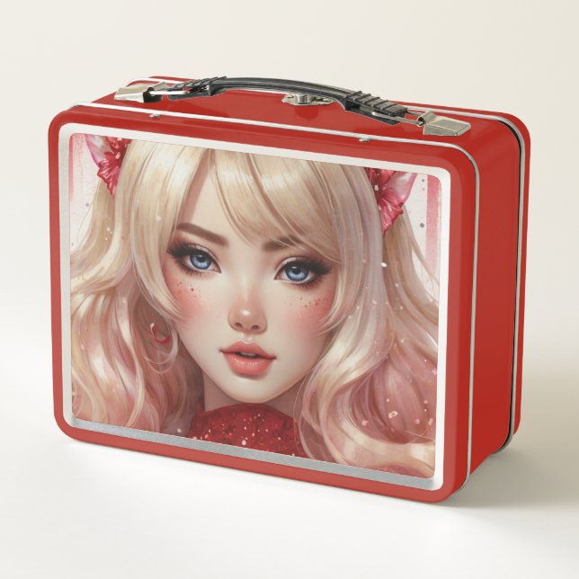 Watercolor Anime Metal Lunchbox (Back)