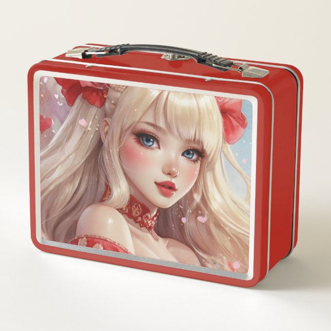 Watercolor anime Metal Lunchbox (Back)