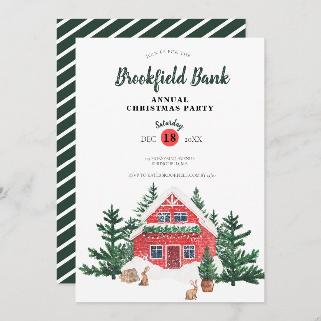 Watercolor Annual Christmas Party Invitation  (Front/Back)