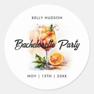 Watercolor Aperol Spritz Bachelorette Party Classic Round Sticker