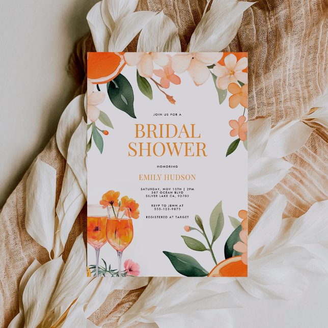 Watercolor Aperol Spritz Bridal Shower Invitation (Creator Uploaded)