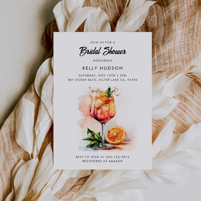 Watercolor Aperol Spritz Bridal Shower Invitation (Creator Uploaded)