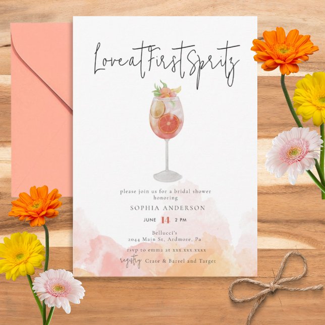 Watercolor Aperol Spritz Bridal Shower Invitation (Creator Uploaded)