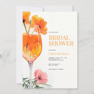 Watercolor Aperol Spritz Bridal Shower Invitation
