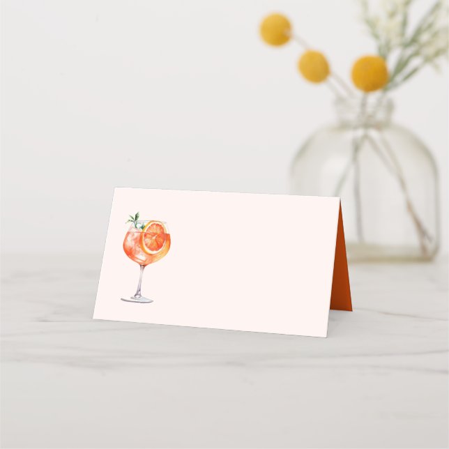 Watercolor Aperol Spritz Bridal Shower Place Card (Front)