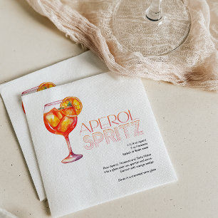 Watercolor Aperol Spritz Custom Drink Recipe Napkin
