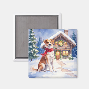 Watercolor Appenzeller Sennenhund Alpine Chalet Magnet