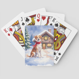 Watercolor Appenzeller Sennenhund Alpine Chalet Playing Cards