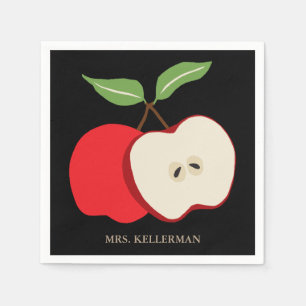 Watercolor Apple Add Teacher's Name Napkin