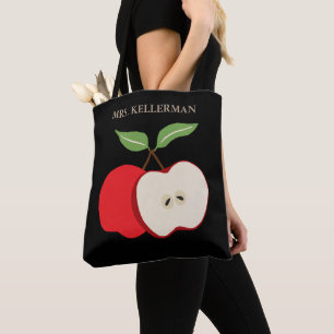 Watercolor Apple Add Teacher's Name Tote Bag
