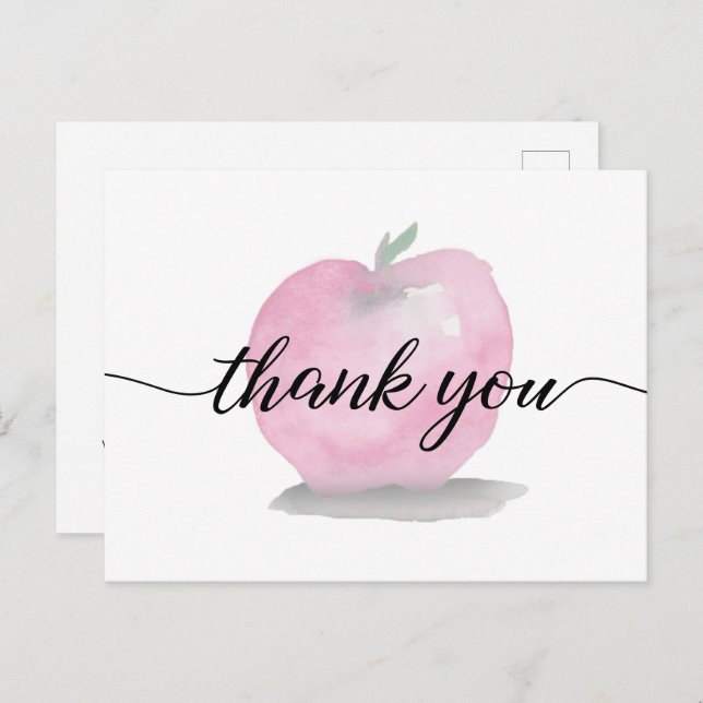 Watercolor Apple Appreciation from teacher Custom Postcard (Front/Back)