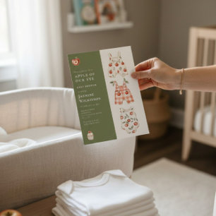 Watercolor Apple Baby Shower Green and Red Outfit  Invitation