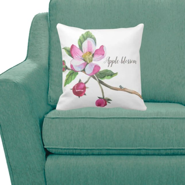 Watercolor Apple Blossom Floral Cushion (Creator Uploaded)