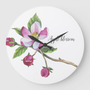 Watercolor Apple Blossom Large Clock