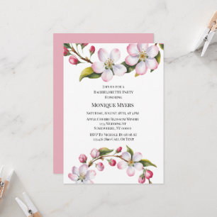 Watercolor Apple Cherry Blossom Bachelorette Party Invitation