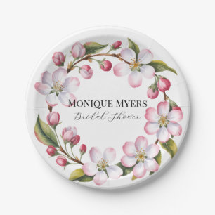 Watercolor Apple Cherry Blossom Bridal Shower Paper Plate