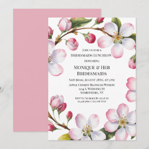 Watercolor Apple Cherry Blossom Bridesmaids Lunch Invitation