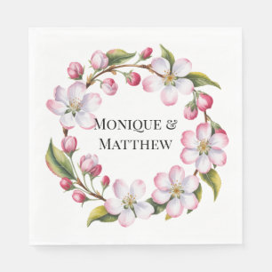 Watercolor Apple Cherry Blossom Wedding Napkin